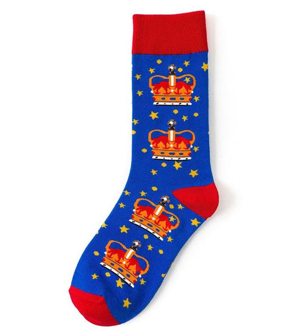 SF828 Royal Blue Crown Socks - Iris Fashion Jewelry