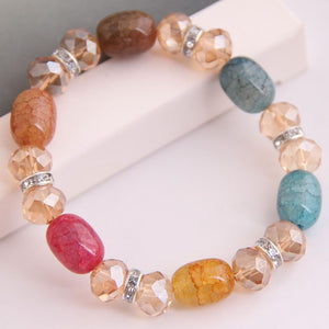 B920 Multi Color Crackle Stone with Gems Bracelet - Iris Fashion Jewelry