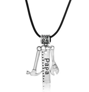 N1397 Silver Papa Tools Necklace - Iris Fashion Jewelry