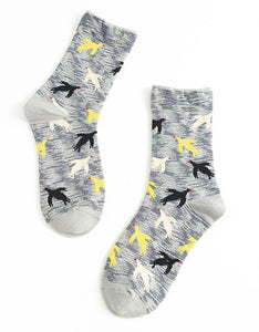 SF596 Gray Flying Birds Socks - Iris Fashion Jewelry