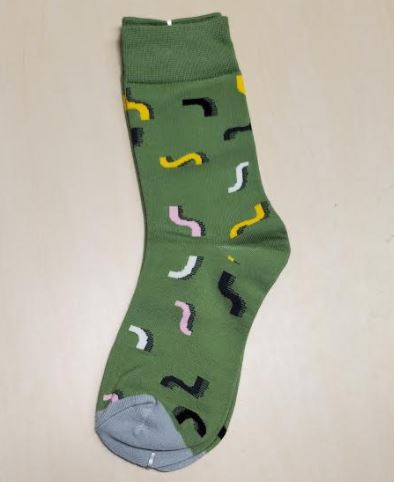 SF967 Green Squiggles Design Socks - Iris Fashion Jewelry