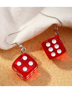 E1366 Red 3D Dice Earrings - Iris Fashion Jewelry