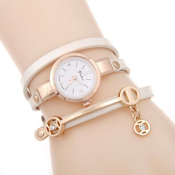 W193 Gold White Wrap Collection Quartz Watch - Iris Fashion Jewelry