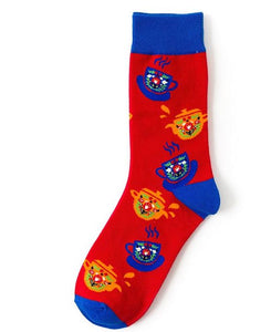 SF832 Red Colorful Cup of Tea Socks - Iris Fashion Jewelry