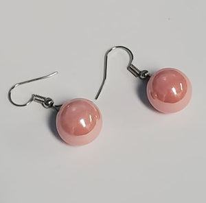 *E838 Light Pink Pearl Dangle Earrings - Iris Fashion Jewelry