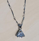 N1227 Silver Dainty Triangle Rhinestone Necklace with FREE Earrings - Iris Fashion Jewelry