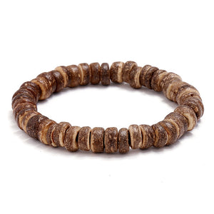 B406 Brown Coconut Shell Wooden Bead Bracelet - Iris Fashion Jewelry