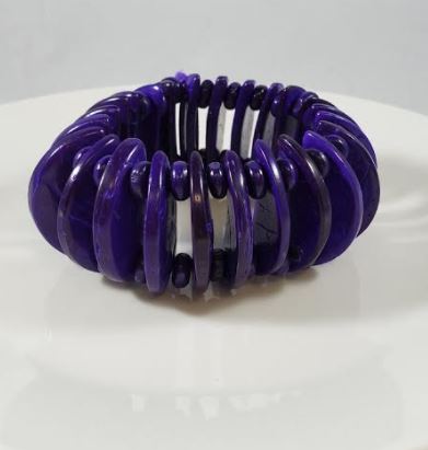 B829 Purple Wooden Disk Bead Bracelet - Iris Fashion Jewelry