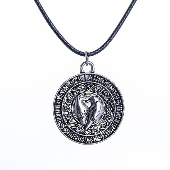 N1273 Silver Bird Design Pendant on Leather Cord Necklace - Iris Fashion Jewelry