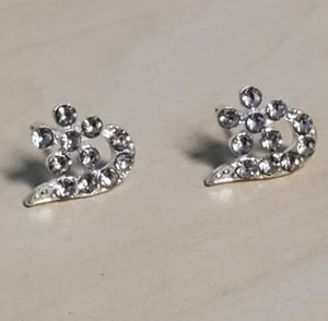 E837 Silver Rhinestone Half Heart Flower Earrings - Iris Fashion Jewelry