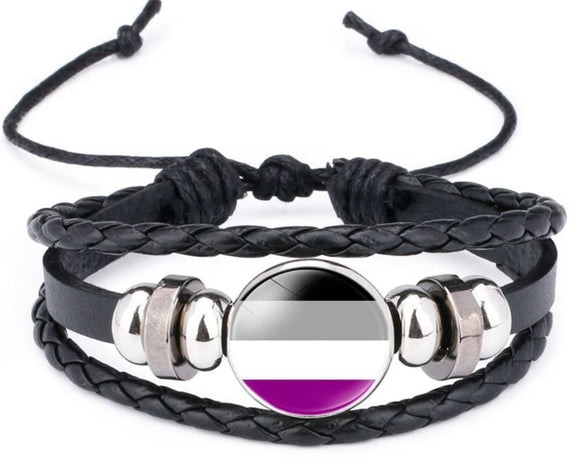 B281 Black Gray Purple Leather Bracelet - Iris Fashion Jewelry