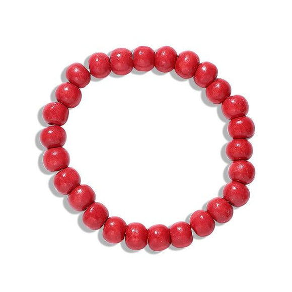 B328 Red Wood Beads Bracelet - Iris Fashion Jewelry