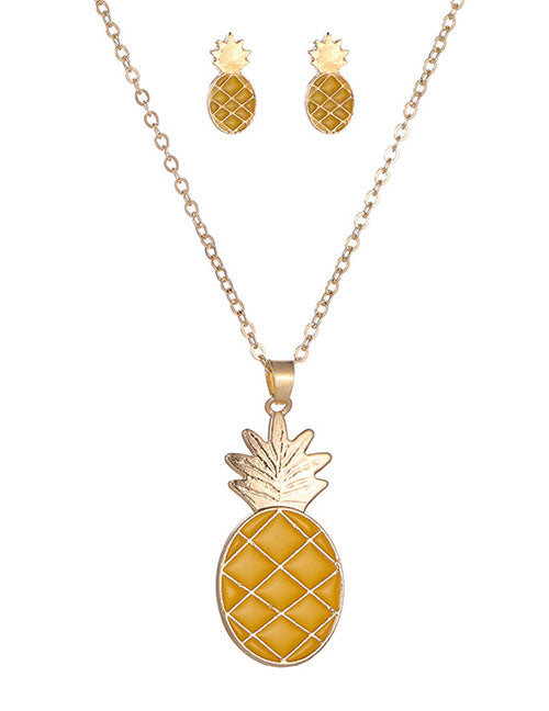 L431 Gold Pineapple Necklace & Earring Set - Iris Fashion Jewelry