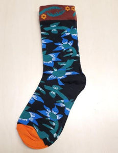 SF1135 Black Green Flower Pattern Socks - Iris Fashion Jewelry