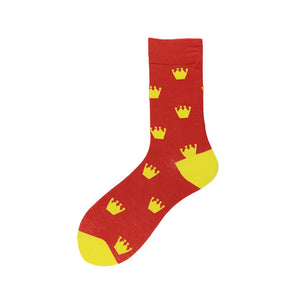 SF183 Golden Crown Red Crew Socks - Iris Fashion Jewelry