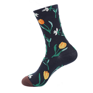 SF1093 Black Floral Design Socks - Iris Fashion Jewelry