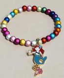 L238 Multi Color Beads Mermaid Pearl & Rhinestone Bracelet - Iris Fashion Jewelry