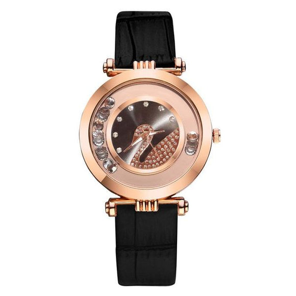 W221 Black Gemstones Swan Collection Quartz Watch - Iris Fashion Jewelry
