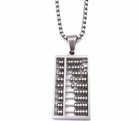 *N372 Silver Abacus Pendant Necklace - Iris Fashion Jewelry