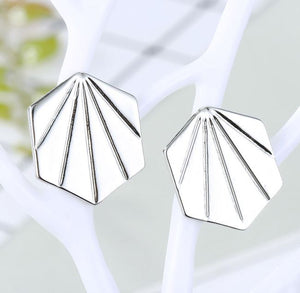E408 Silver Geometric Stud Earrings - Iris Fashion Jewelry