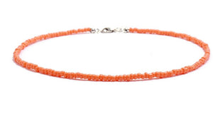N424 Silver Orange Seed Bead Choker Necklace with FREE Earrings - Iris Fashion Jewelry