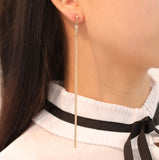 E772 Silver Long Chain Tassel Earrings - Iris Fashion Jewelry