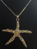 N1304 Silver Iridescent Rhinestone Starfish Necklace with FREE Earrings - Iris Fashion Jewelry