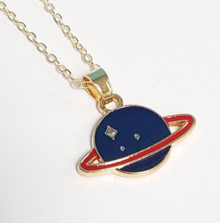 L514 Gold Blue Planet Necklace - Iris Fashion Jewelry