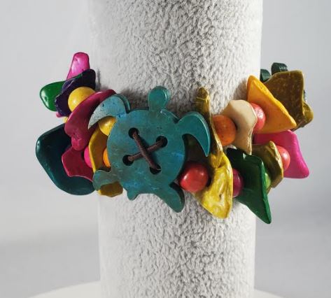 B647 Sea Turtle Colorful Wooden Beads Bracelet - Iris Fashion Jewelry