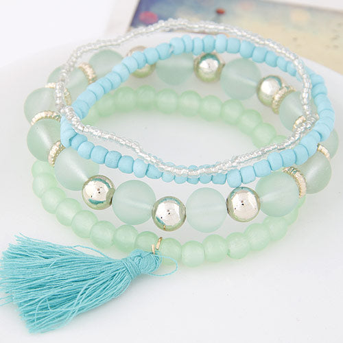 B290 Blue Bead Multi Layer Bracelet - Iris Fashion Jewelry