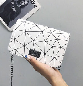 PB154 White Geometric Design Shoulder Bag - Iris Fashion Jewelry