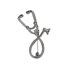 F110 Gun Metal Black Nurse/Doctor Stethoscope Pin - Iris Fashion Jewelry