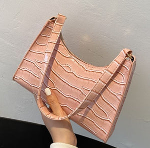 PB176 Light Pink Crocodile Print Shoulder Bag - Iris Fashion Jewelry
