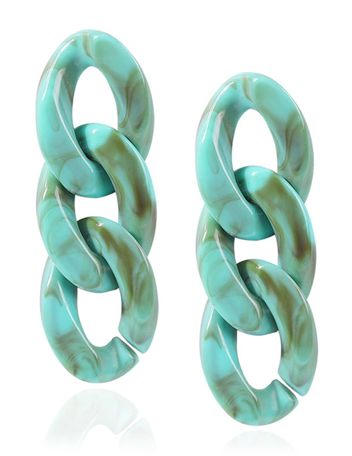 E1796 Turquoise Chain Link Acrylic Earrings - Iris Fashion Jewelry