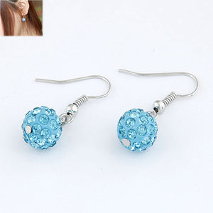 E785 Light Blue Gem Ball Earrings - Iris Fashion Jewelry