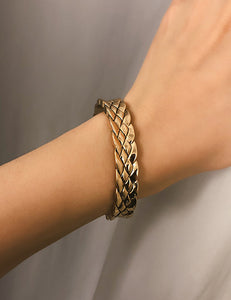 B565 Gold Weave Design Cuff Bracelet - Iris Fashion Jewelry