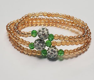 B245 Champagne Beaded Green Gem Bracelet - Iris Fashion Jewelry