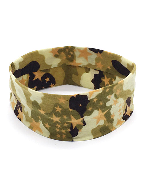 H653 Green Camouflage & Stars Head Band - Iris Fashion Jewelry