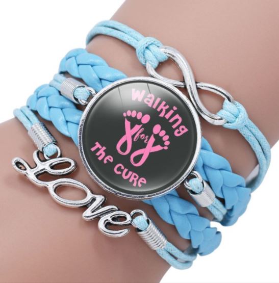 B1007 Blue Walking for a Cure Breast Cancer Awareness Bracelet - Iris Fashion Jewelry