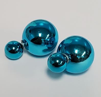 *E297 Fashion Blue Double Ball Earrings - Iris Fashion Jewelry