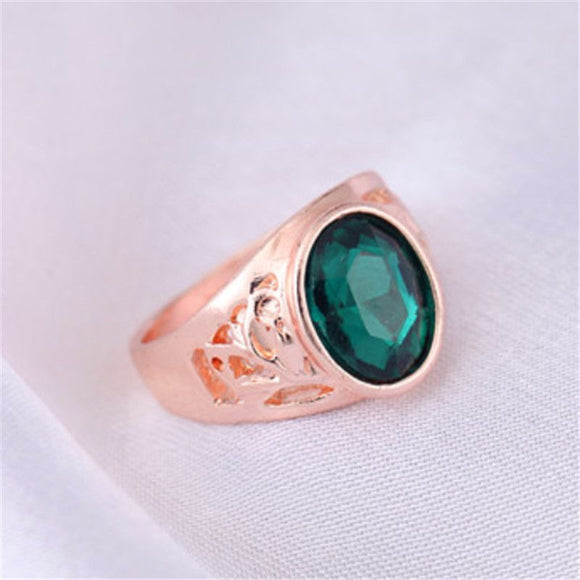 R479 Rose Gold Green Gemstone Ring - Iris Fashion Jewelry