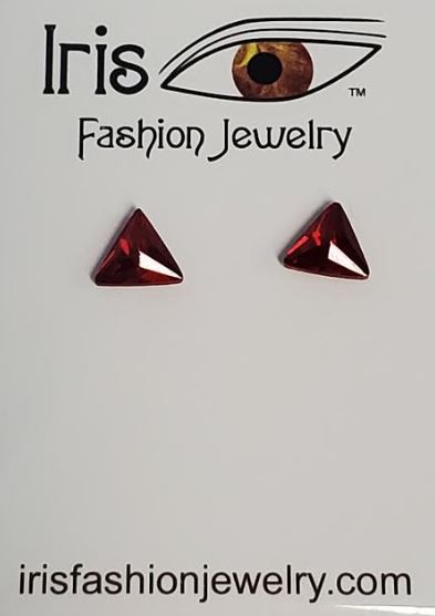 *E83 Red Triangle Gemstone Magnetic Earrings - Iris Fashion Jewelry