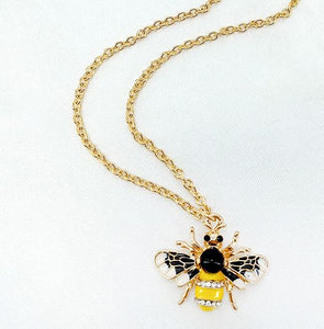 N968 Gold Yellow Bumble Bee Necklace with FREE Earrings - Iris Fashion Jewelry