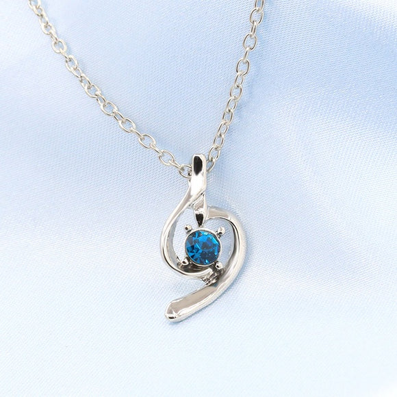 N1467 Silver Fashion Blue Swirl Design Necklace with FREE Earrings - Iris Fashion Jewelry