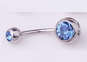 P10 Silver Double Ball Blue Gemstone Belly Button Ring - Iris Fashion Jewelry