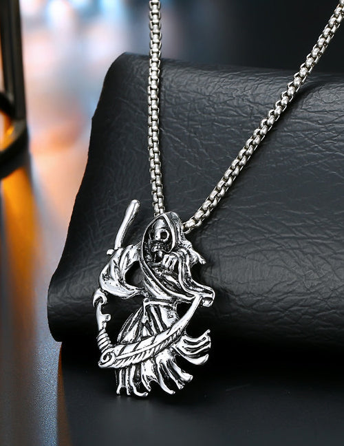 N1183 Silver Grim Reaper Necklace - Iris Fashion Jewelry