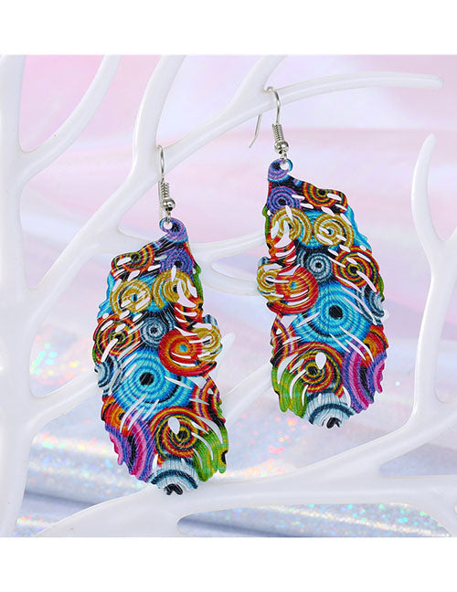 E1531 Metal Colorful Feather Earrings - Iris Fashion Jewelry