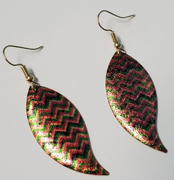 *E1227 Gold Colorful Leaf Shape Metal Earrings - Iris Fashion Jewelry