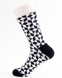 SF957 Black & White Cubes Socks - Iris Fashion Jewelry