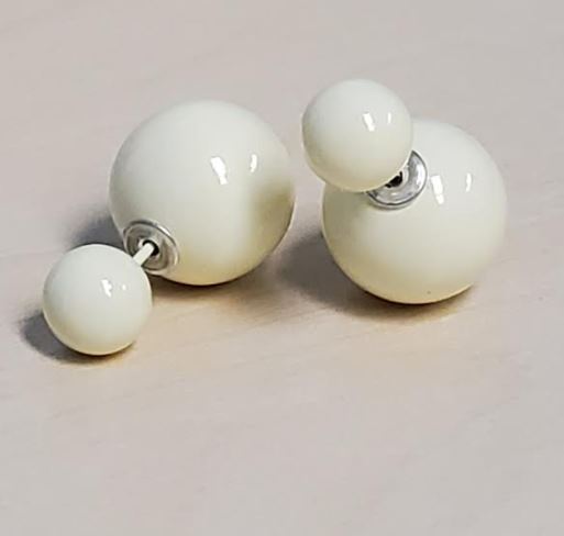 E1565 Ivory Double Ball Earrings - Iris Fashion Jewelry